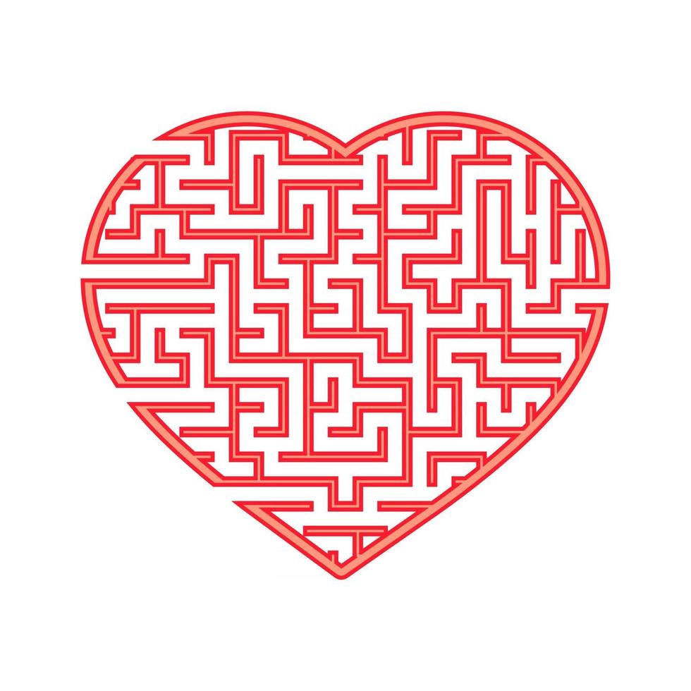 Color heart shaped labyrinth. Game for kids and adults. Find the right path. Puzzle for children. Labyrinth conundrum. Flat vector illustration isolated on white background.