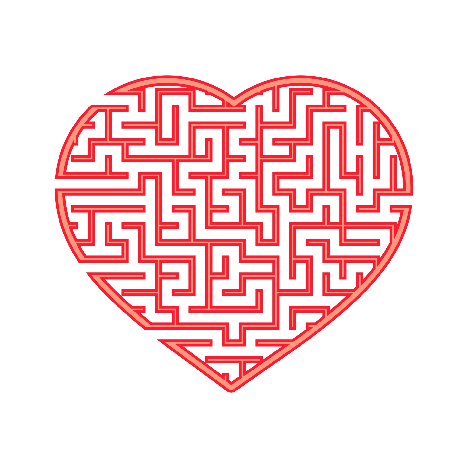 Color heart shaped labyrinth. Game for kids and adults. Find the right