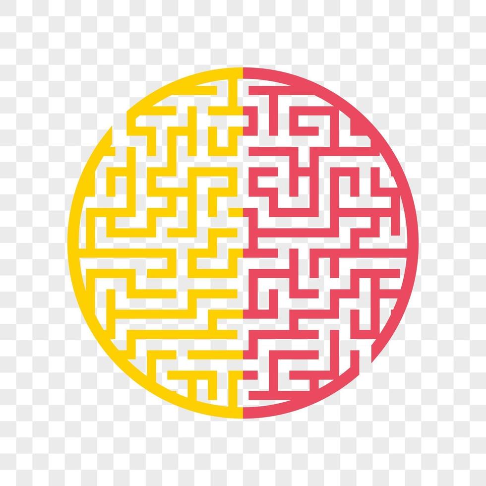 Color round maze. Painted in different colors. Game for kids and adults. Puzzle for children. Labyrinth conundrum. Flat vector illustration isolated on transparent background.