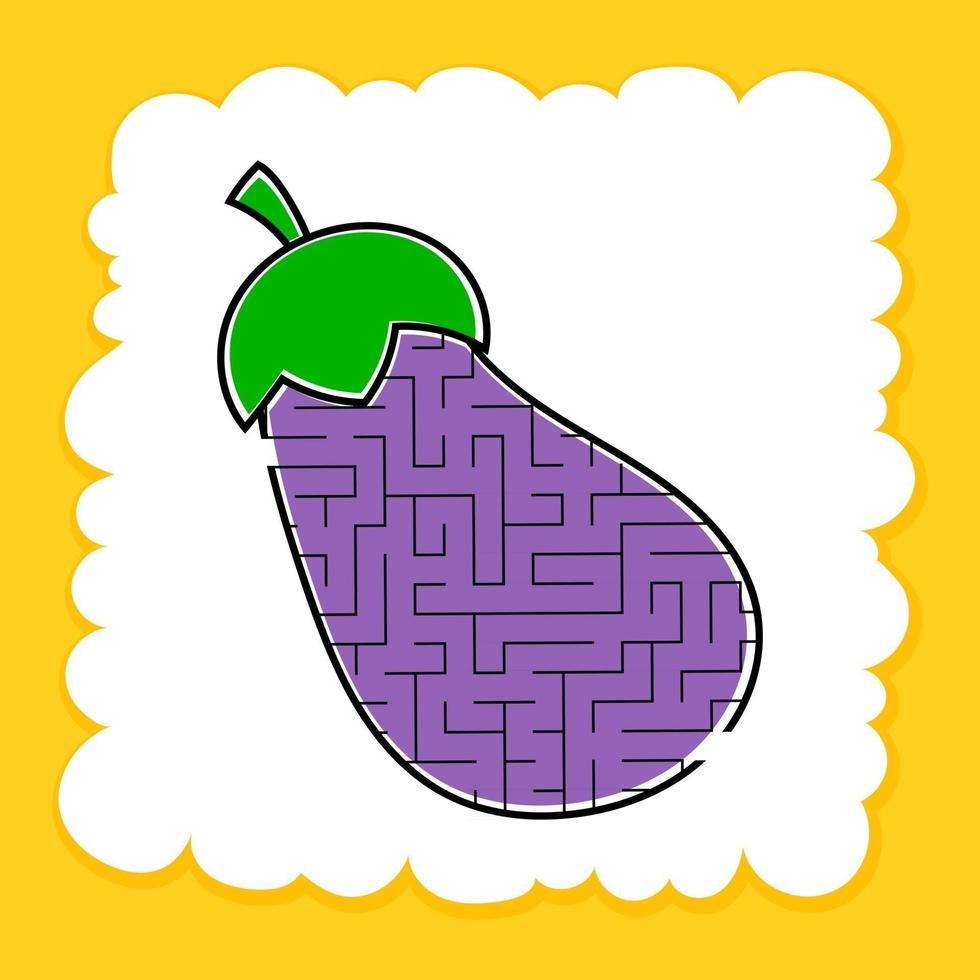 Maze eggplant. Game for kids. Puzzle for children. Cartoon style. Labyrinth conundrum. Color vector illustration. The development of logical and spatial thinking.