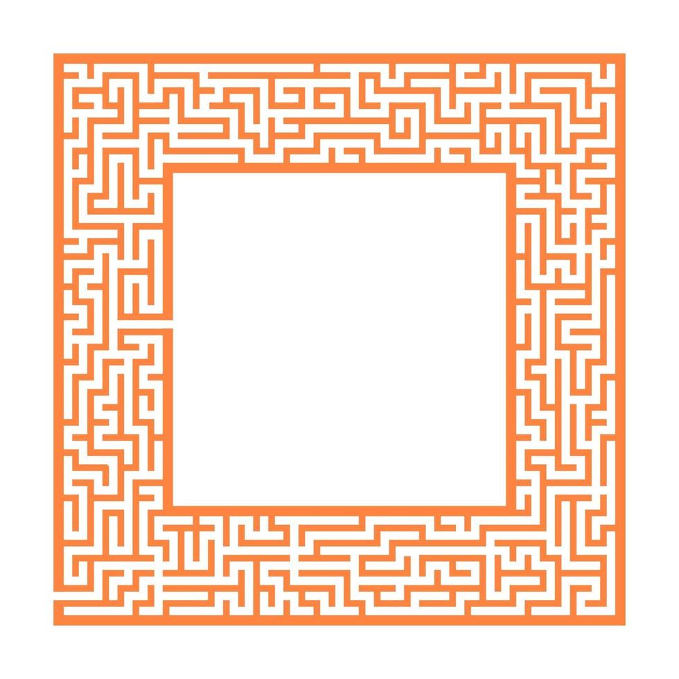 Sophisticated color square maze frame. Game for kids and adults. Puzzle for children. One entrance, one exit. Labyrinth conundrum. Flat vector illustration. With place for your image.