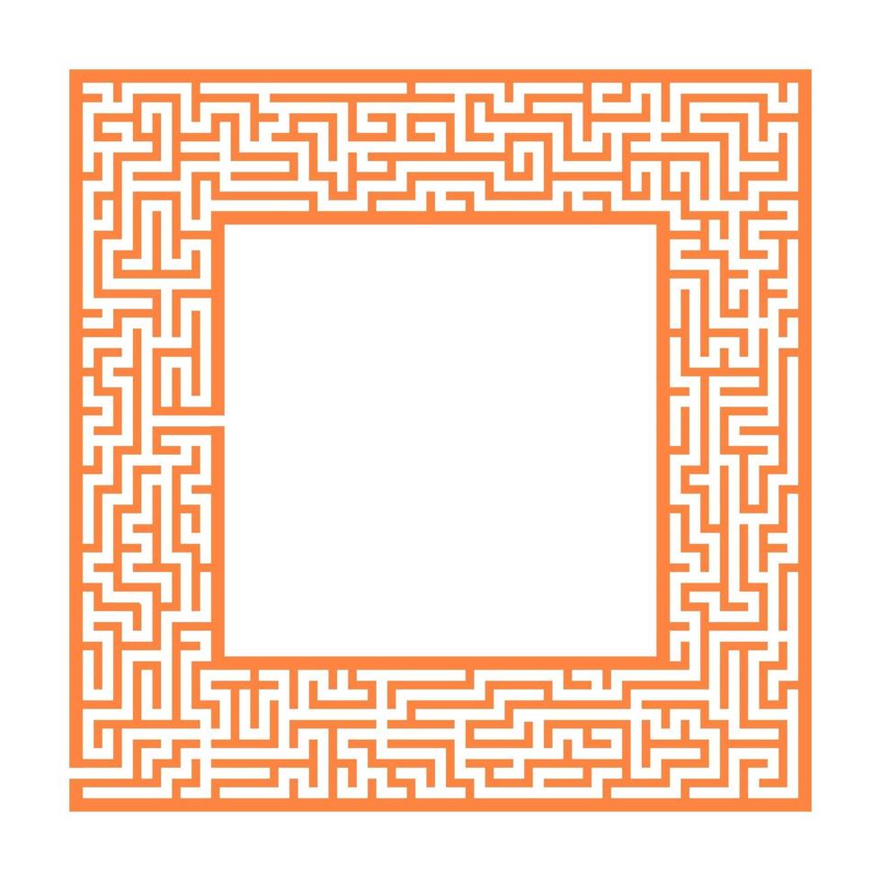 Sophisticated color square maze frame. Game for kids and adults. Puzzle for children. One entrance, one exit. Labyrinth conundrum. Flat vector illustration. With place for your image.