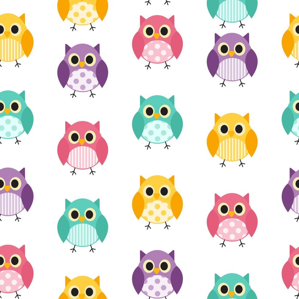 Owl Seamless Pattern Background Vector Illustration