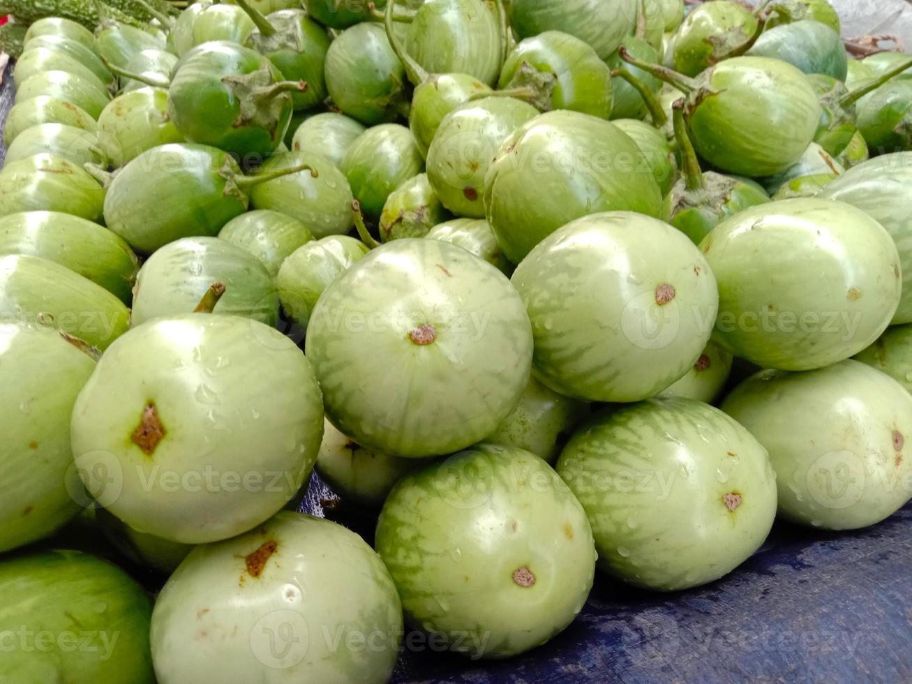 tasty and healthy green colored Brinjal stock photo