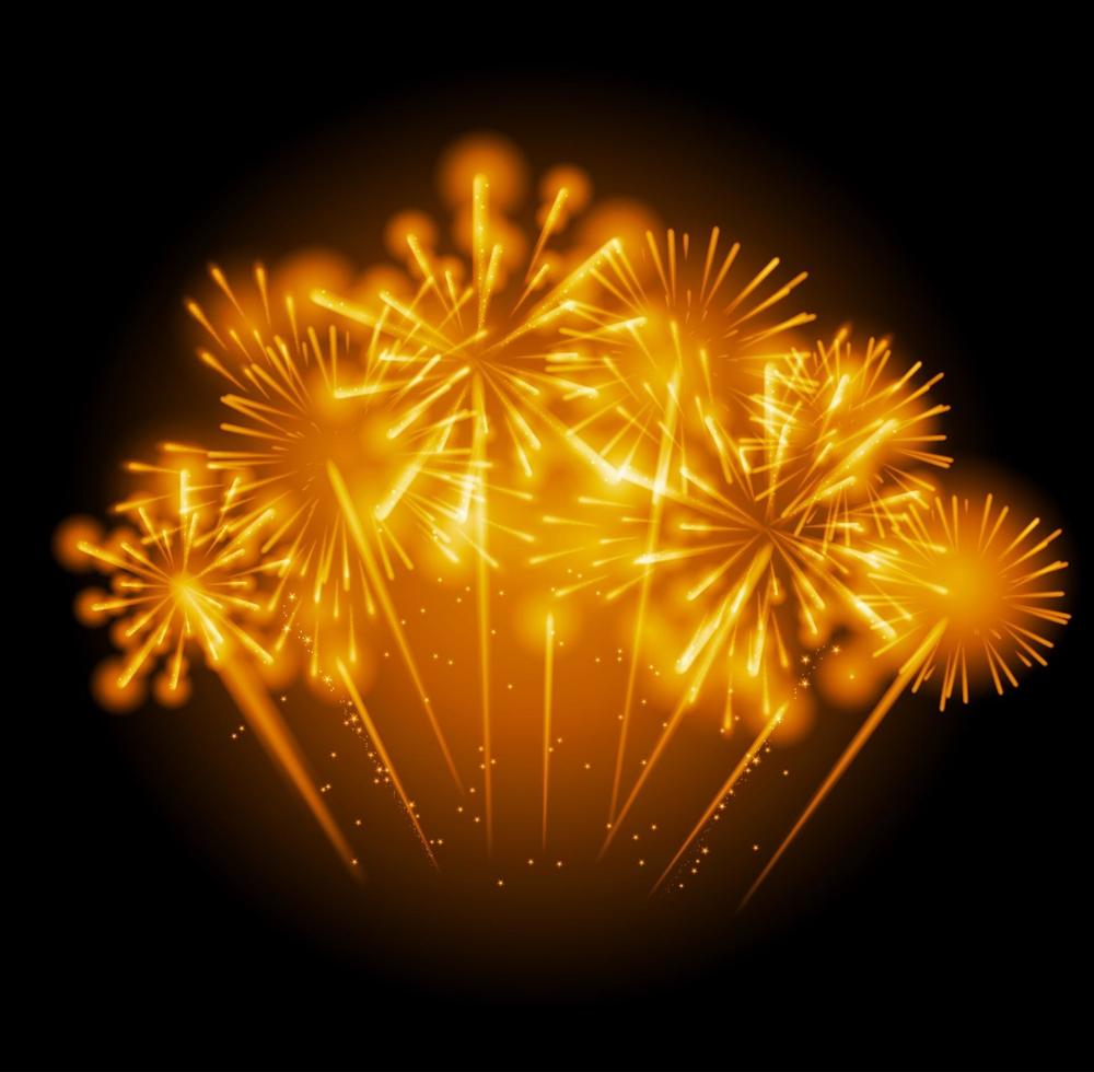 Vector Illustration of Fireworks, Salute on a Dark Background