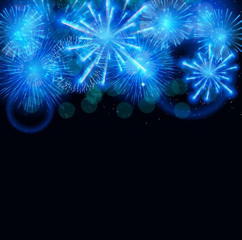 Vector Illustration of Fireworks, Salute on a Dark Background