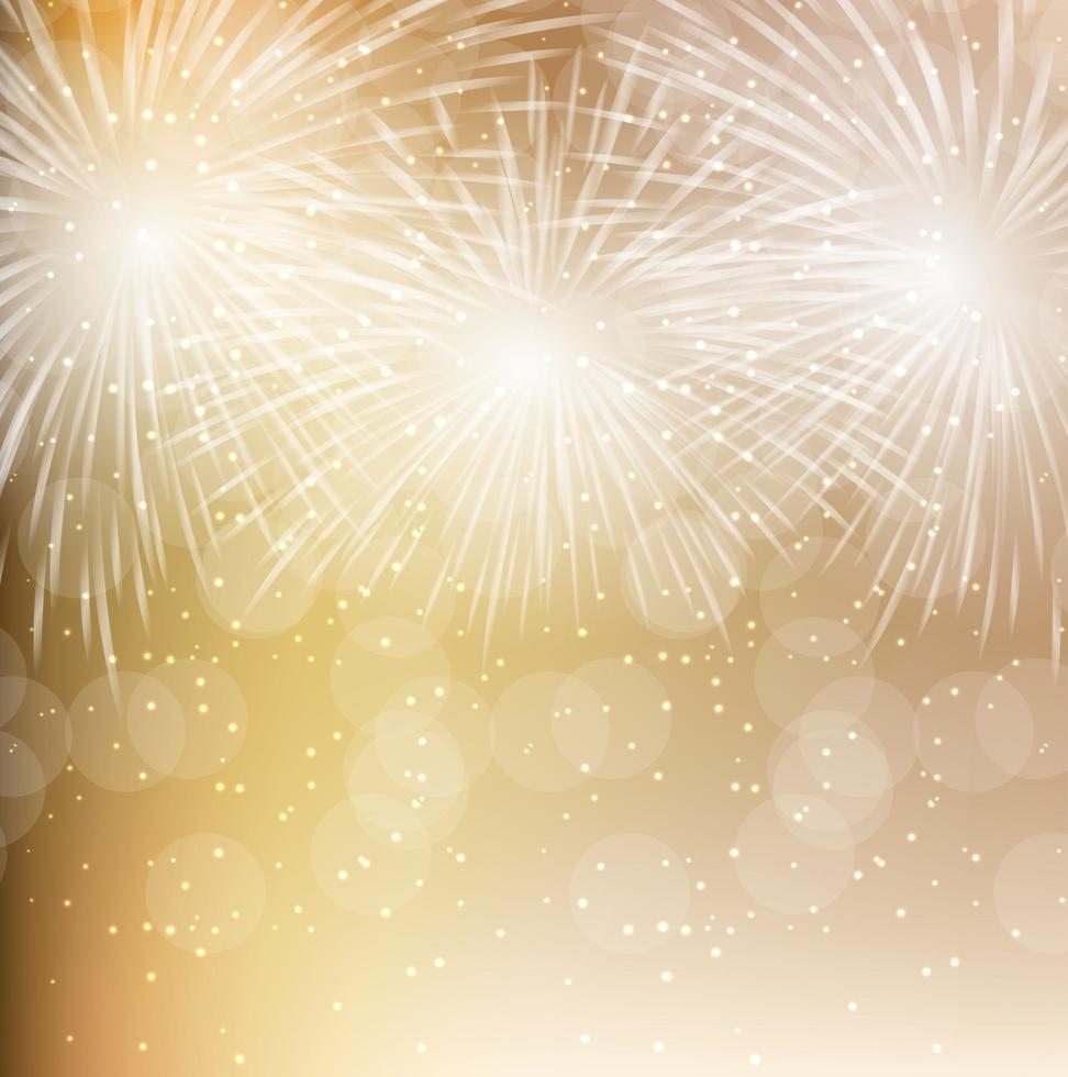 Vector Illustration of Fireworks, Salute on a Gold Background