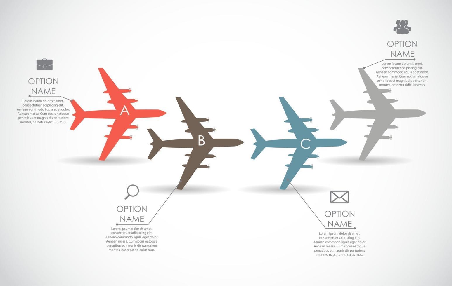 Plantilla de infografía de avión para la ilustración de vector de negocios