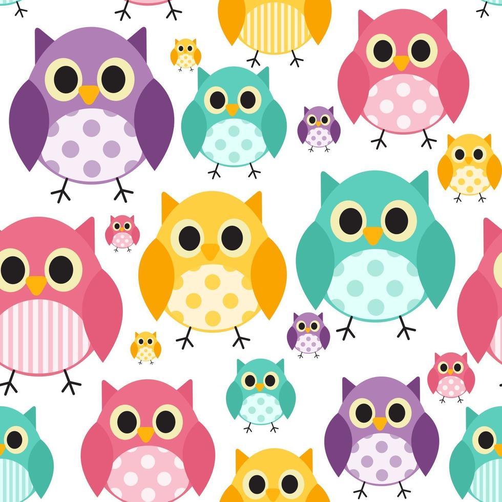 Owl Seamless Pattern Background Vector Illustration