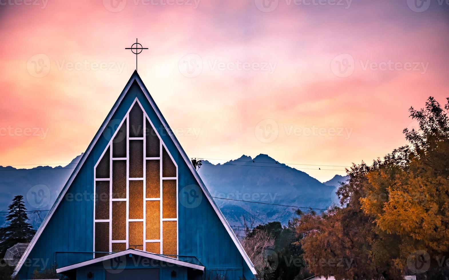 chapel in bishop california autumn season photo