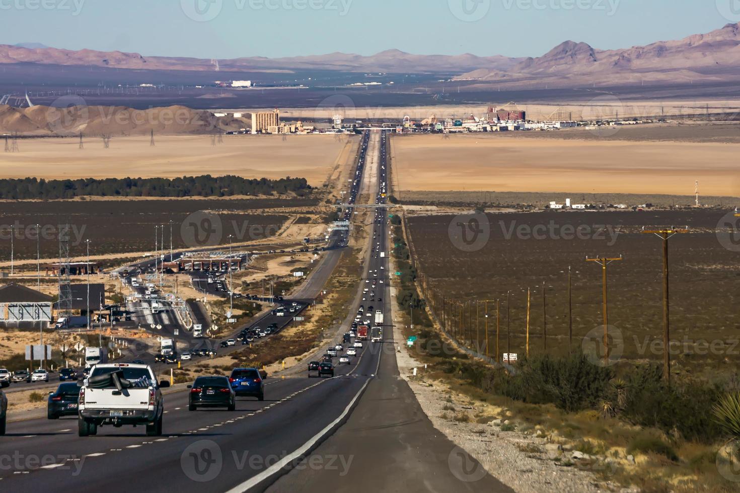 approaching las vegas city in nevada from west photo