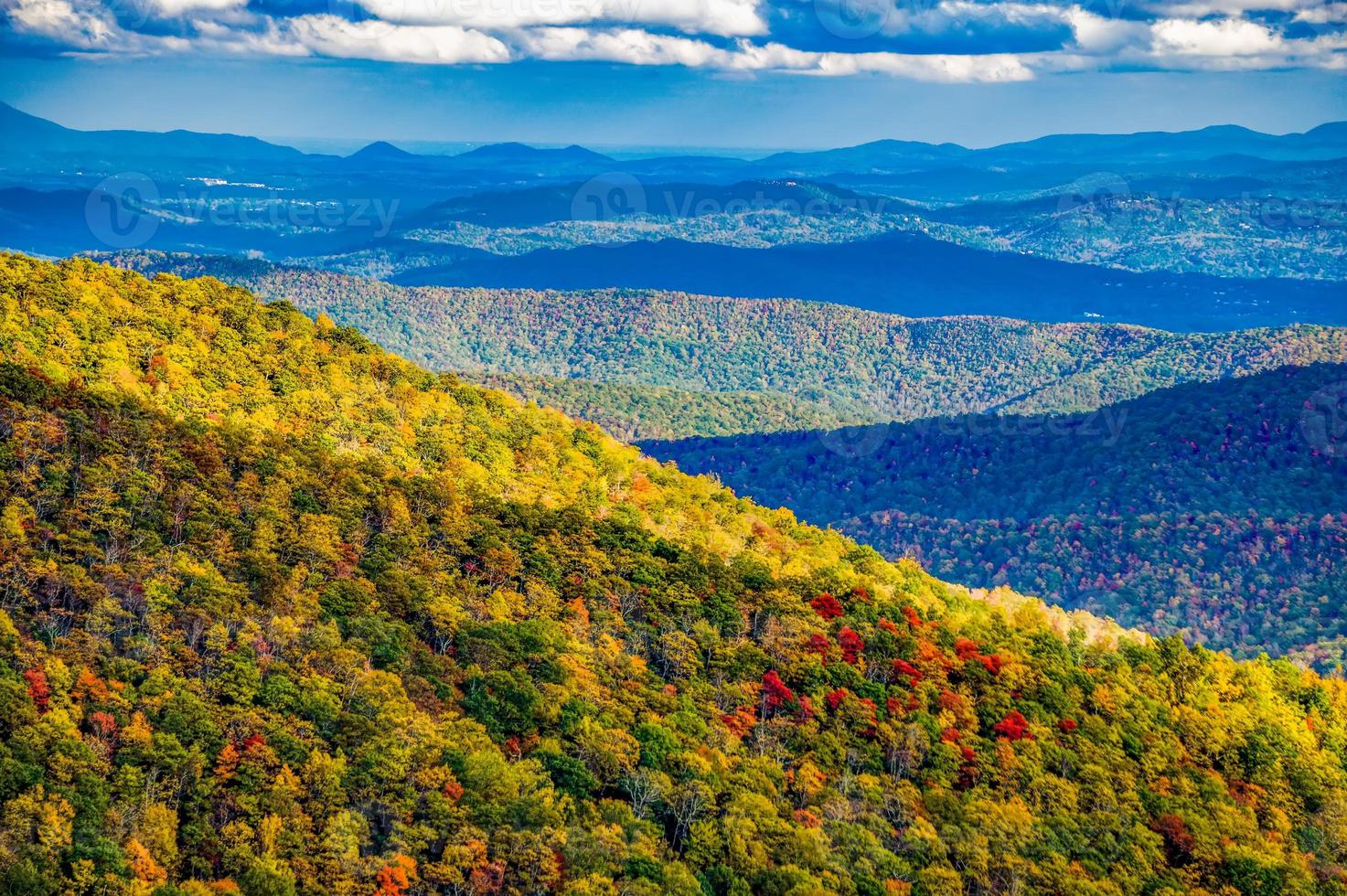 blue ridge and smoky mountains changing color in fall photo