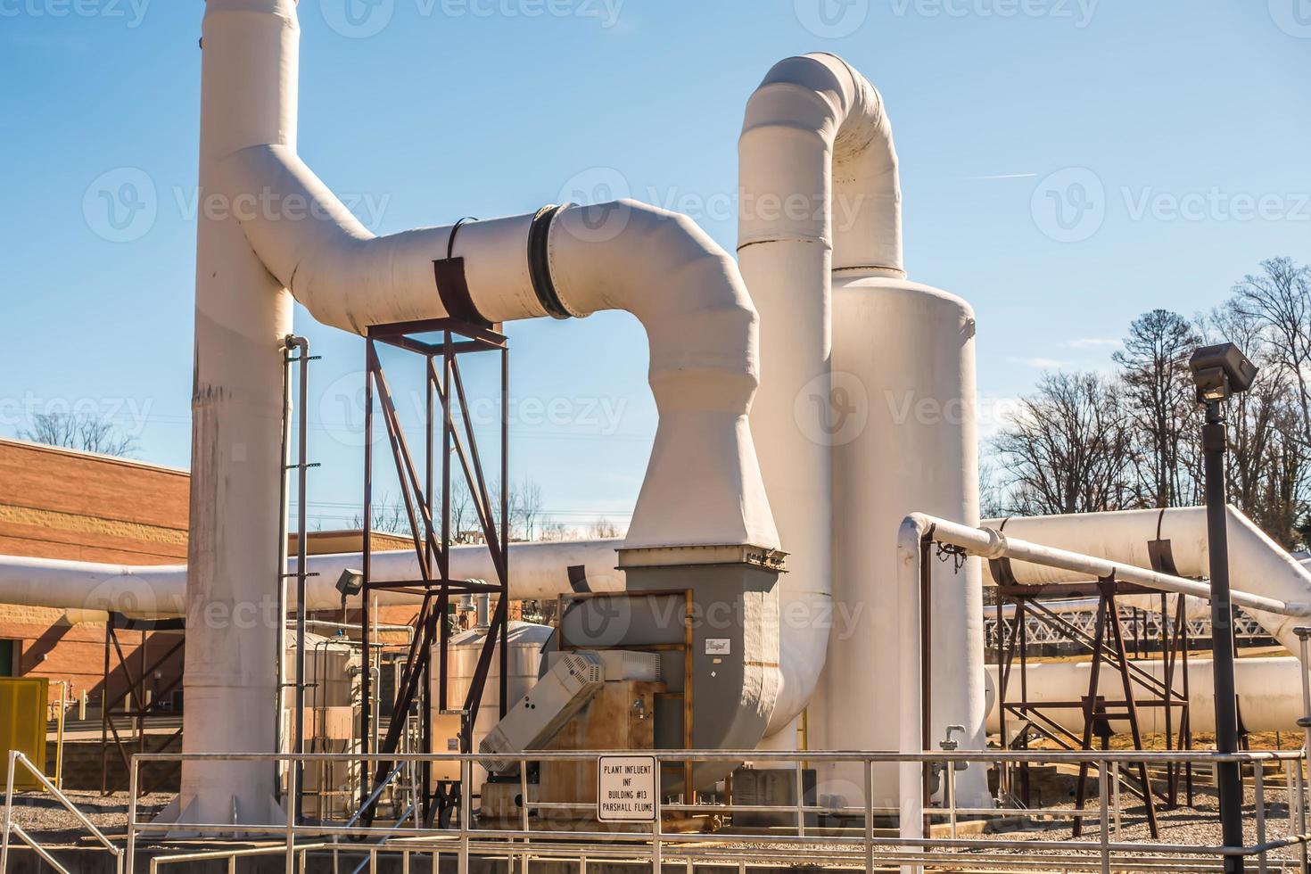 Large water pipe in a sewage treatment plant photo