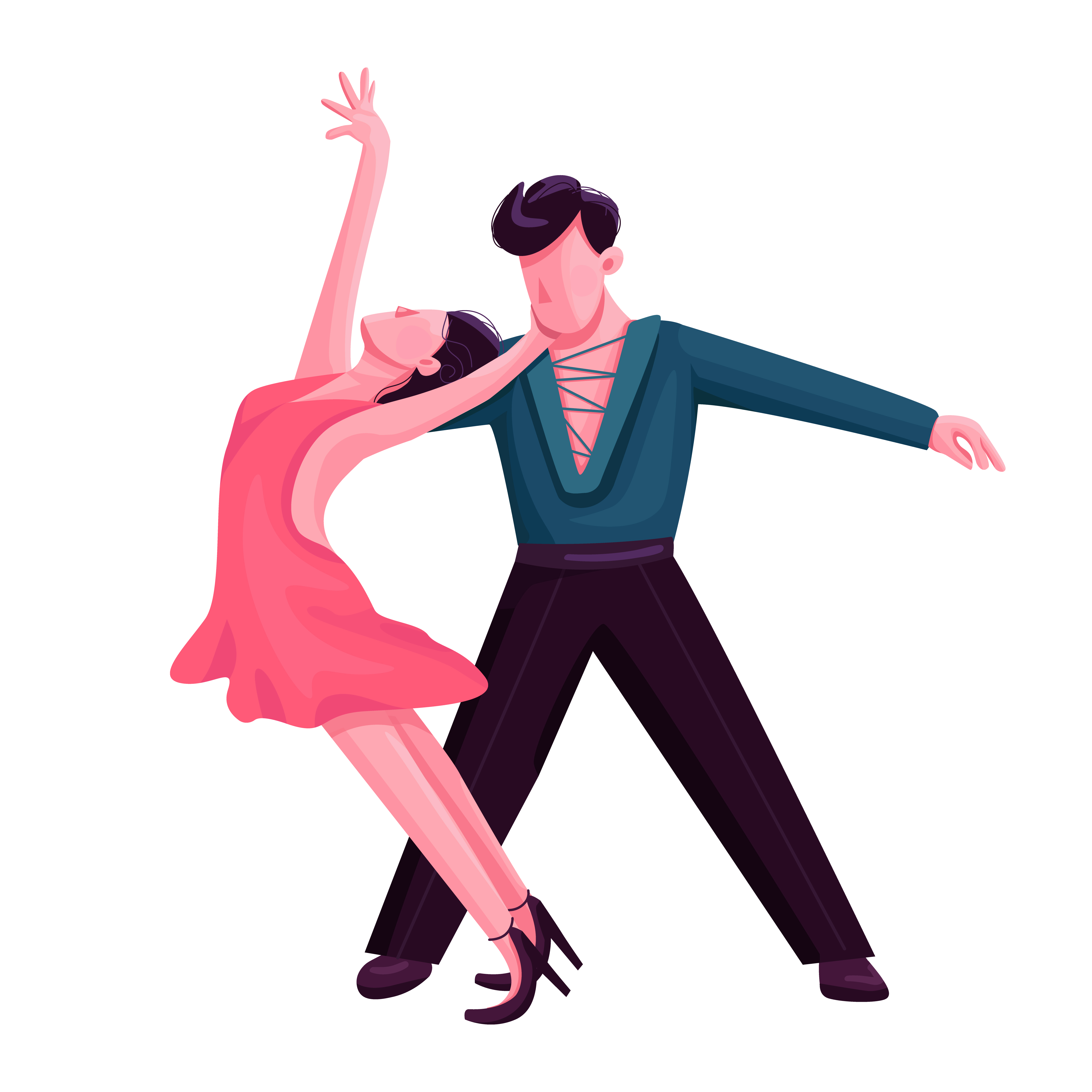 Latino ballroom dance flat color vector faceless character. Passionate
