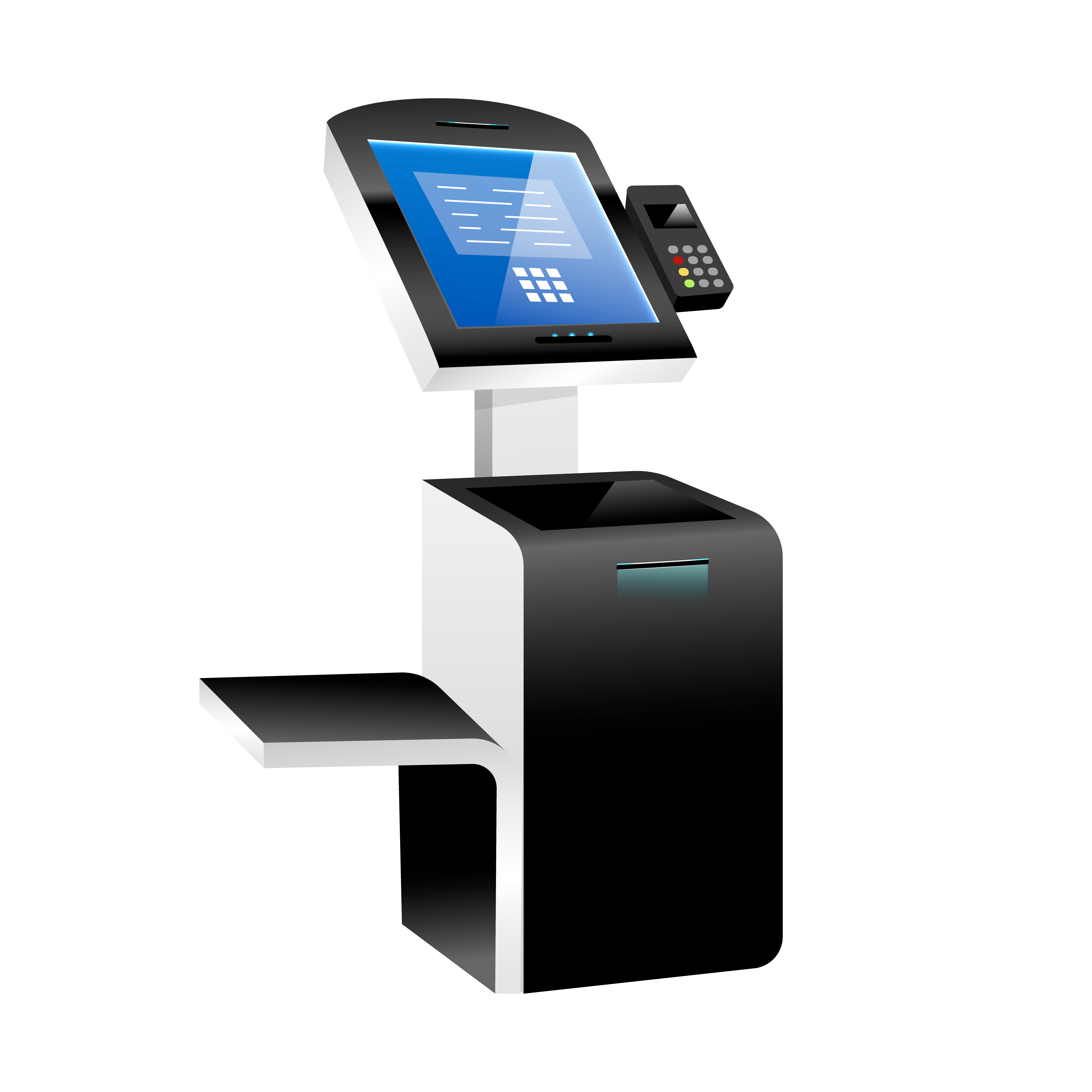 Self service kiosk with terminal realistic vector illustration