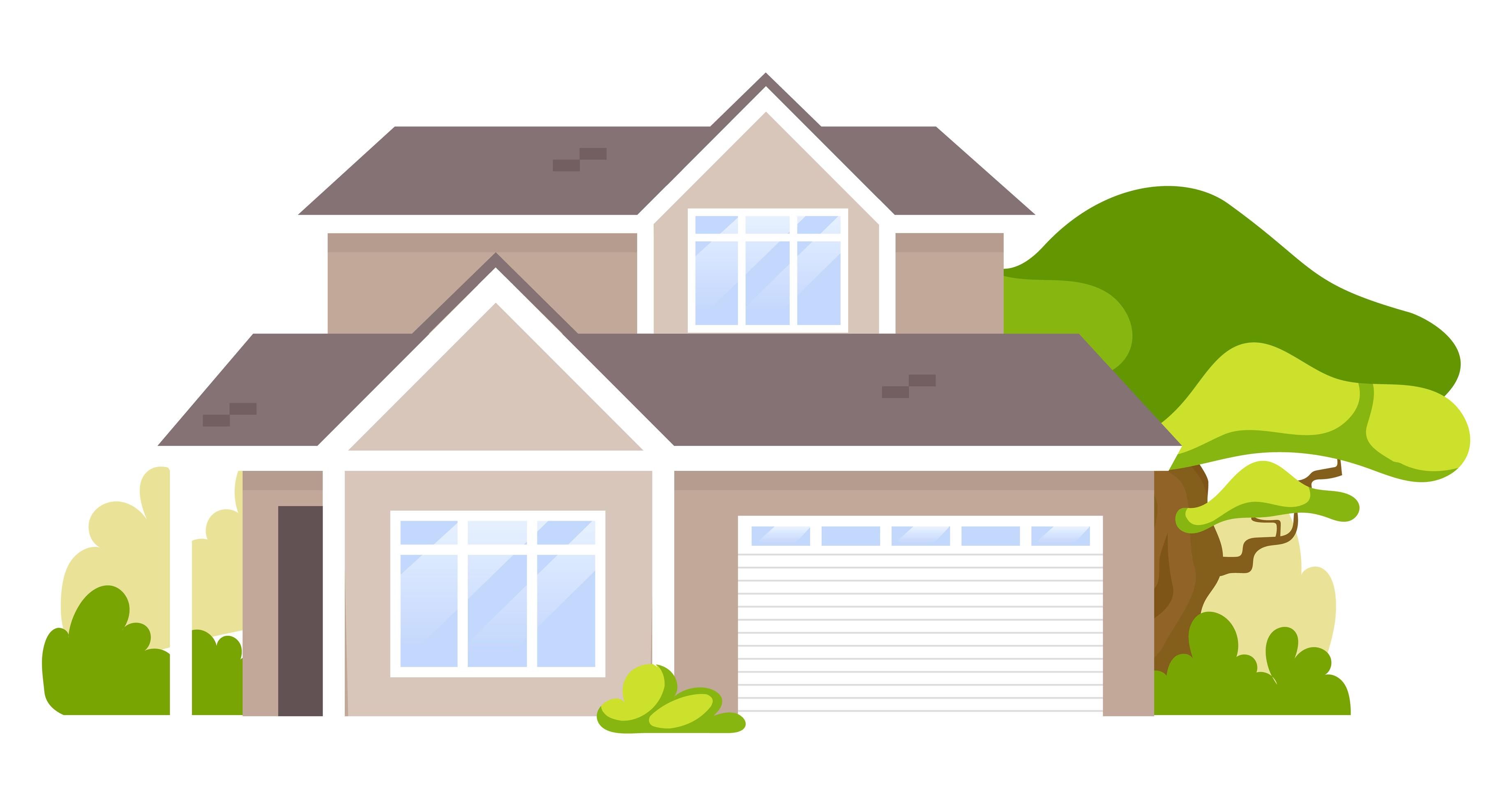 Suburban house cartoon vector illustration. Summer cottage, country