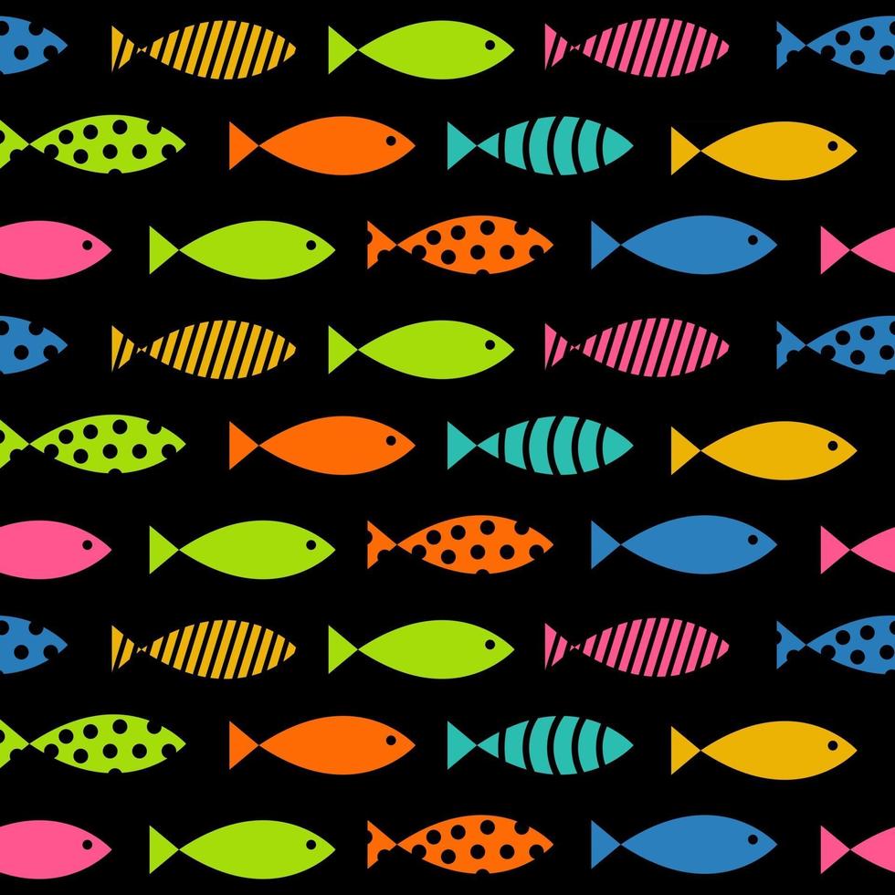 Ilustración de vector de fondo de patrones sin fisuras de peces múltiples