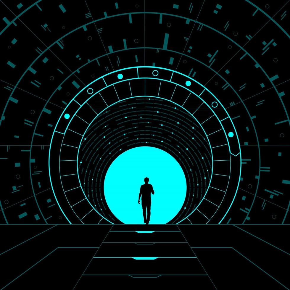 Conceptual illustration of a dimensional portal. vector