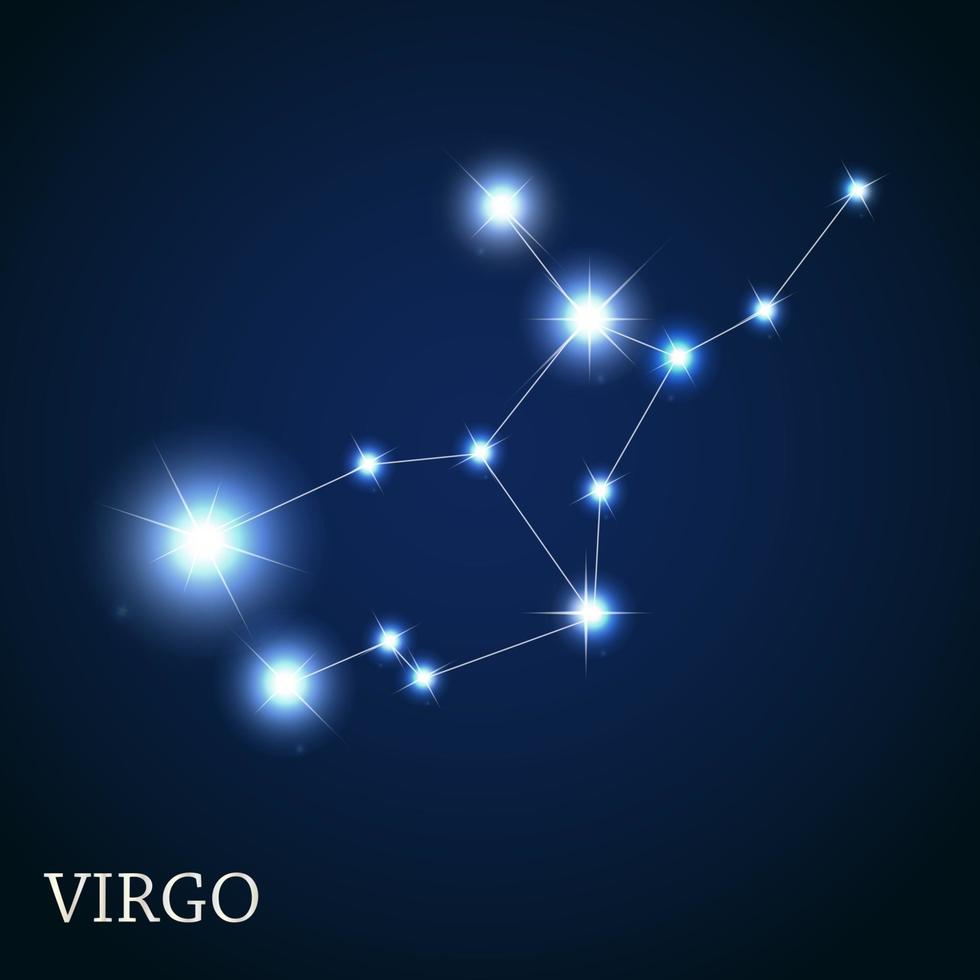 Virgo signo del zodíaco de la hermosa ilustración de vector de estrellas brillantes