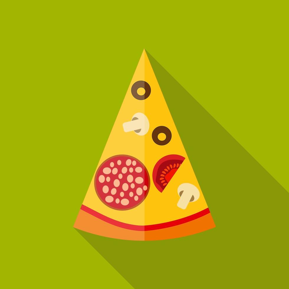 Pizza Flat Icon with Long Shadow, Vector Illustration