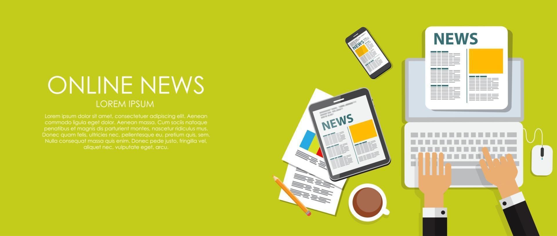 Online News Vector illustration. Flat computing background.