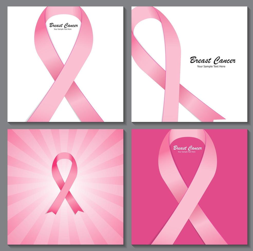 Breast Cancer Awareness Pink Ribbon Background Collection Set Ve vector