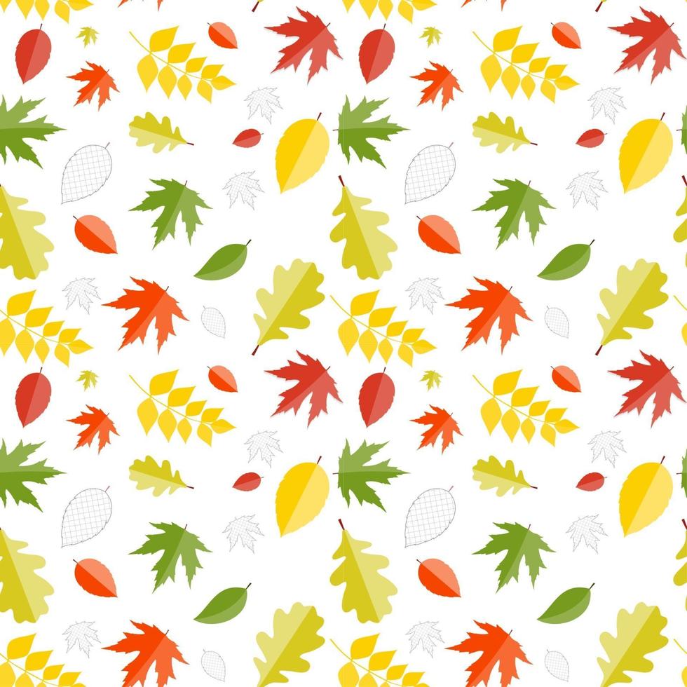 Shiny Autumn Natural Leaves Seamless Pattern Background. Vector Illustration