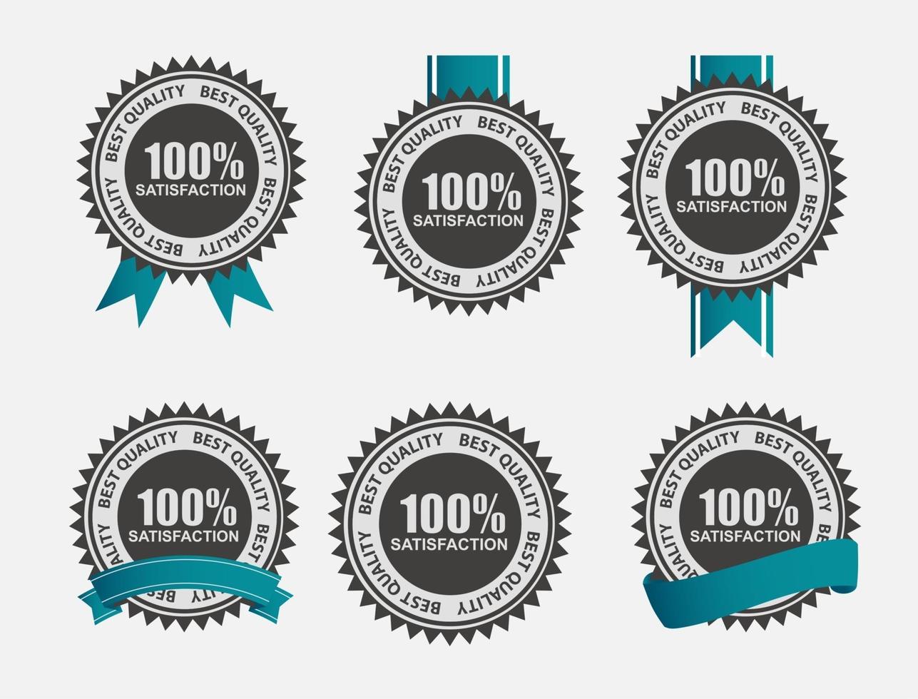 Vector 100 Satisfaction  Retro Label Set with Blue Ribbon.