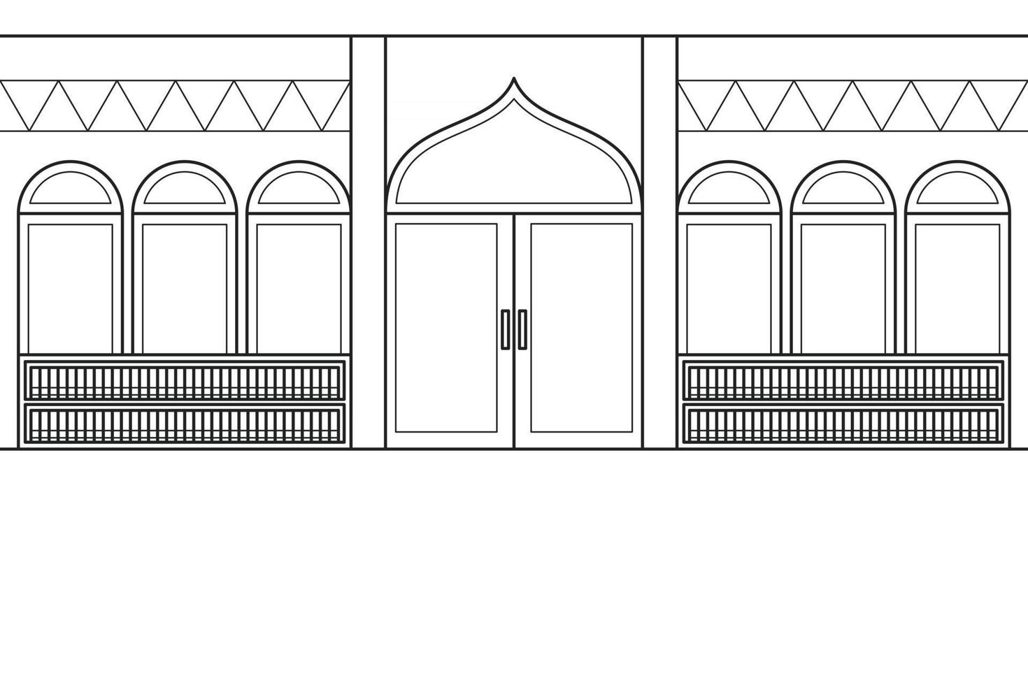 Inside The Mosque With a Bookshelf in The Background. Vector. Coloring Book. vector