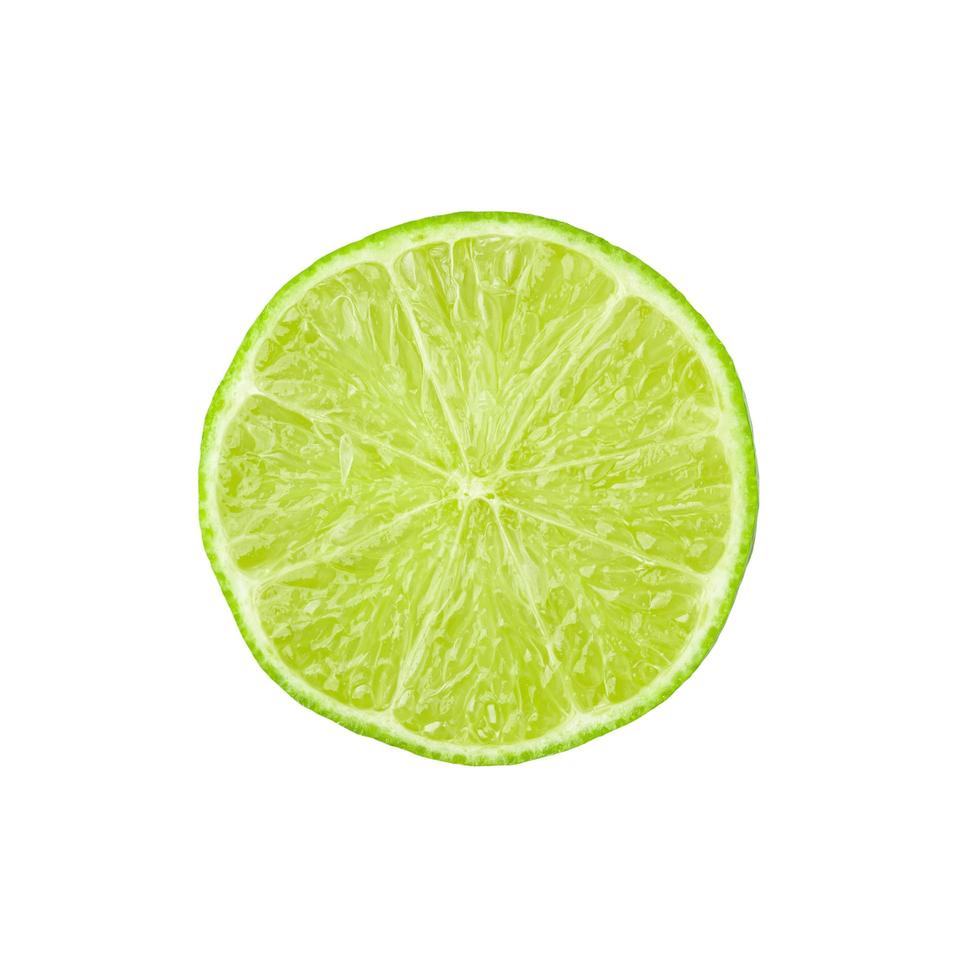 Half with slice of fresh green lime isolated on white background photo