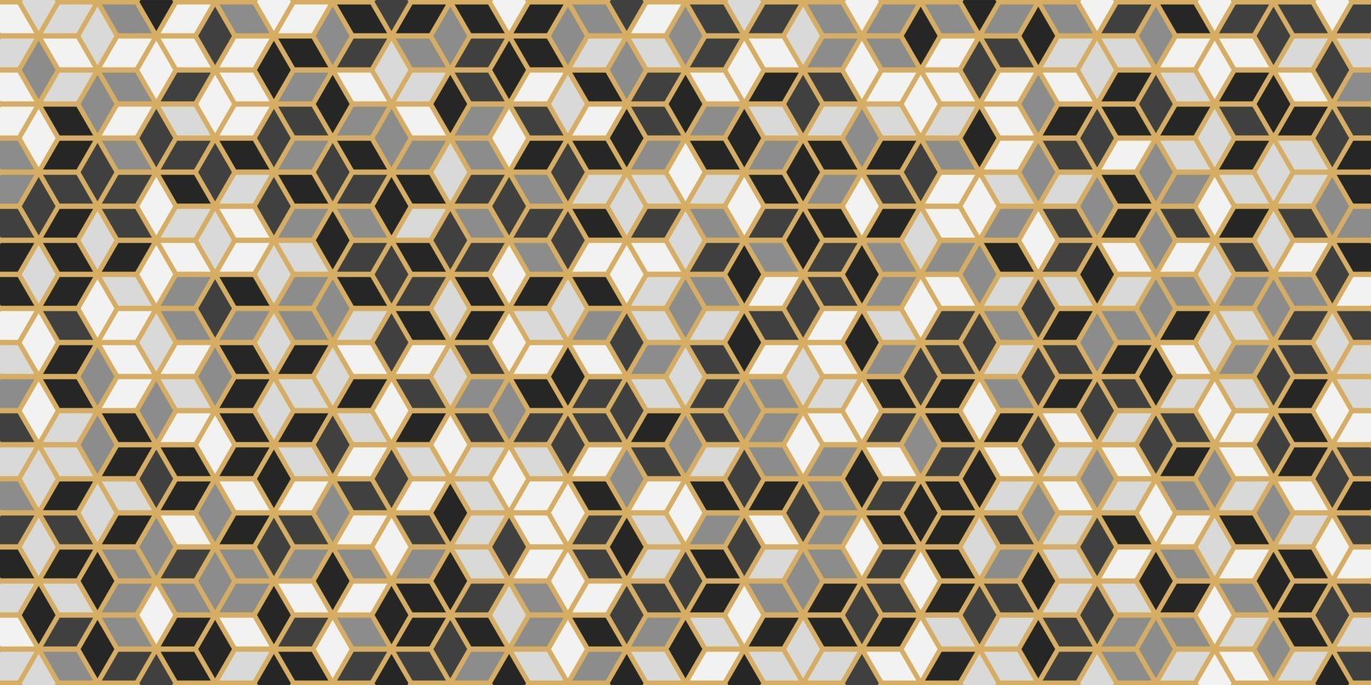 Abstract geometric seamless pattern square shape with gold line vector