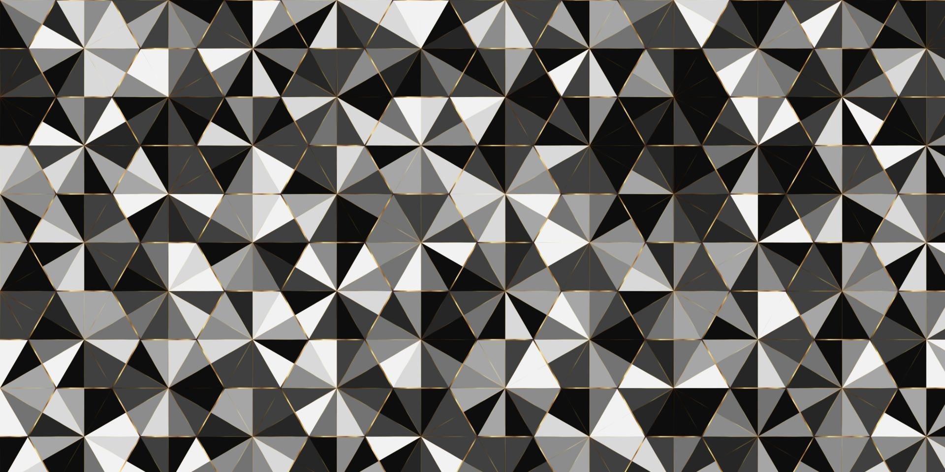 Geometric pattern triangle shape luxury of black,white gray elegant background with golden line vector