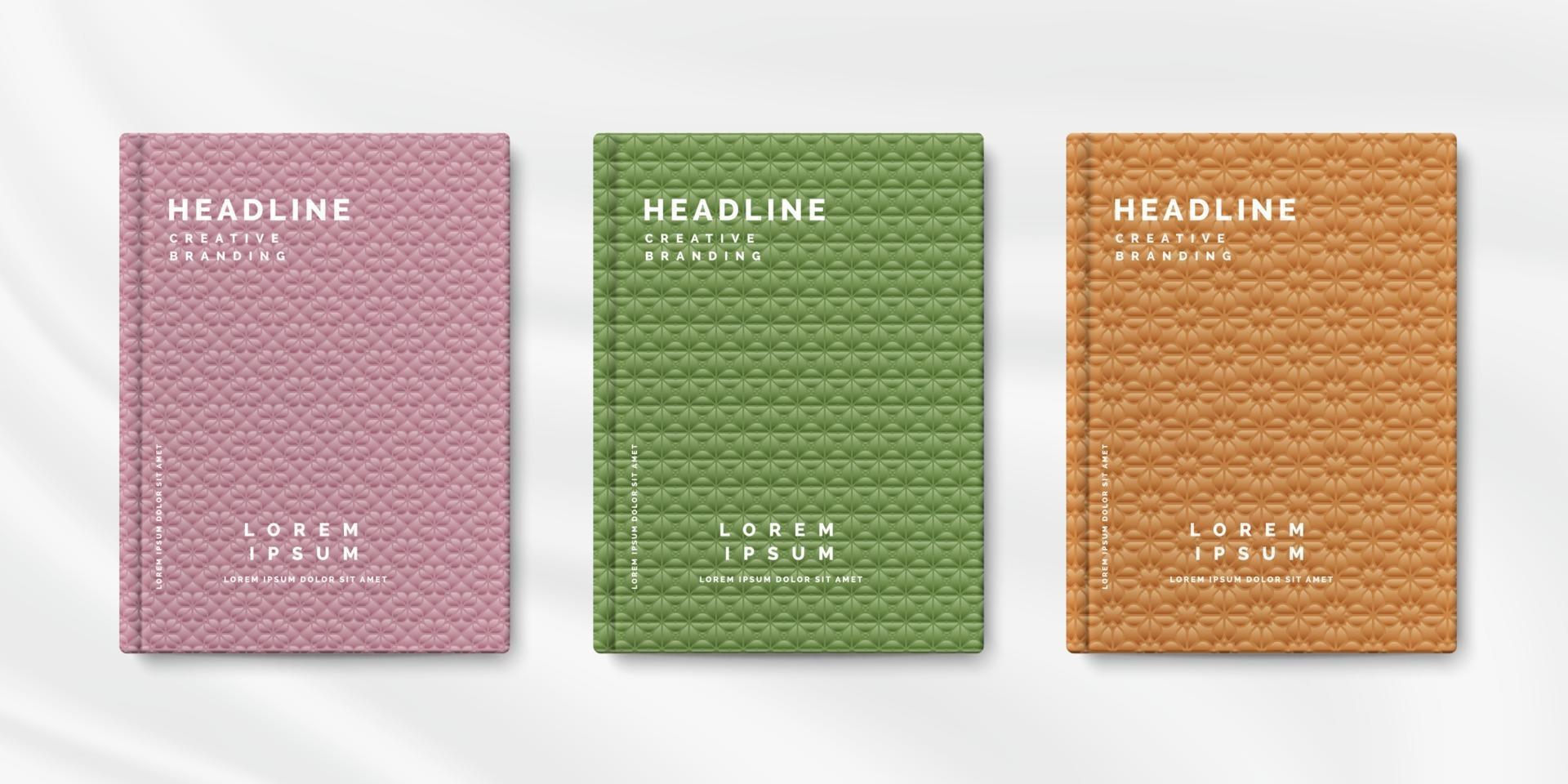 Conjunto de diseño de fondo de plantilla de portada de libro de patrones sin fisuras florales vector