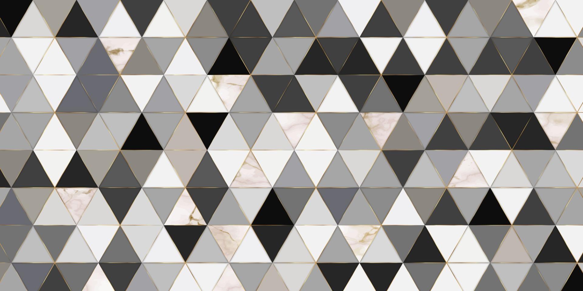 patrón geométrico en forma de triángulo y textura de mármol elegante fondo con línea dorada vector