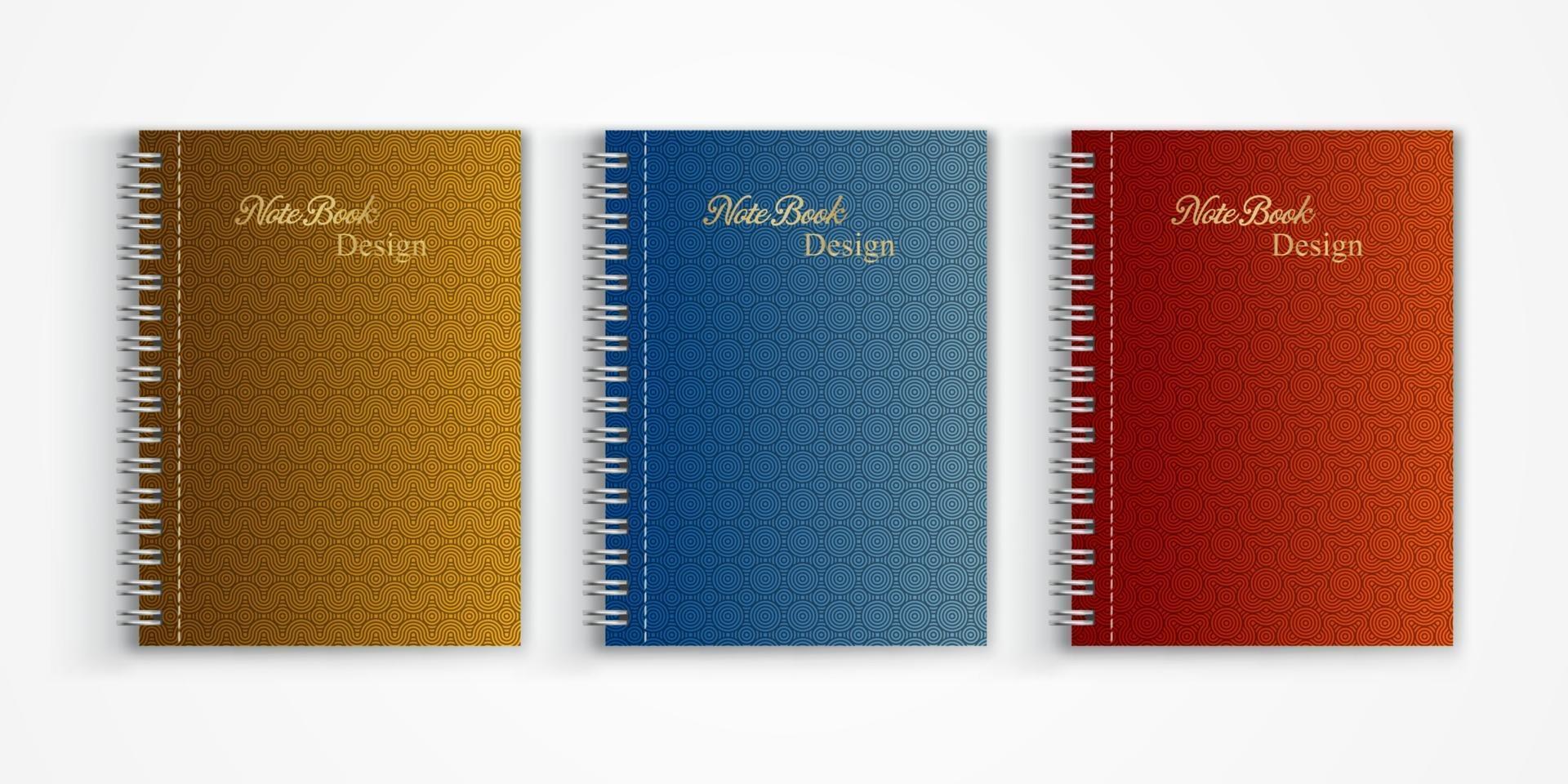 Set of geometric pattern notebook cover background design vector