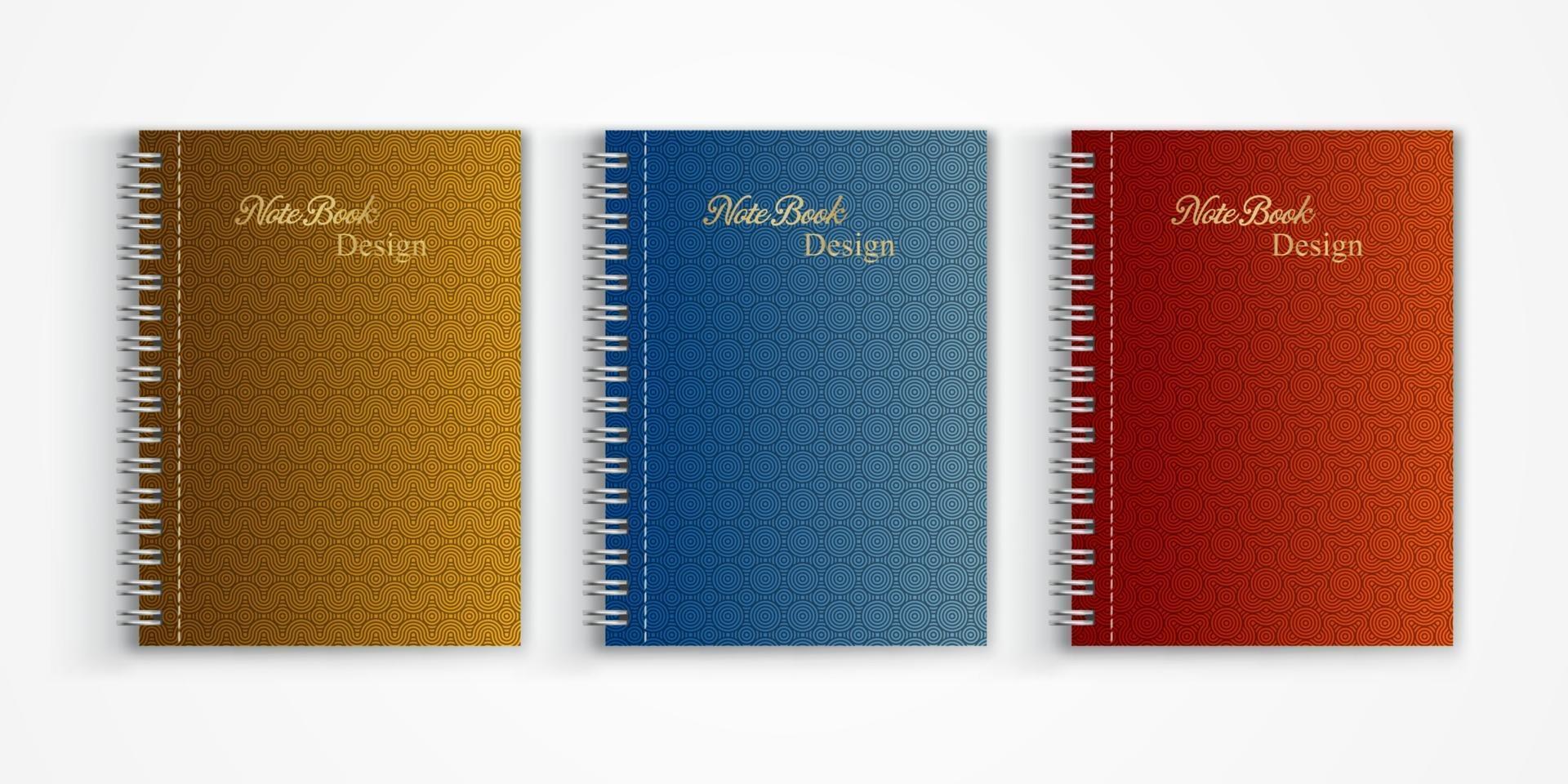 Set of geometric pattern notebook cover background design vector