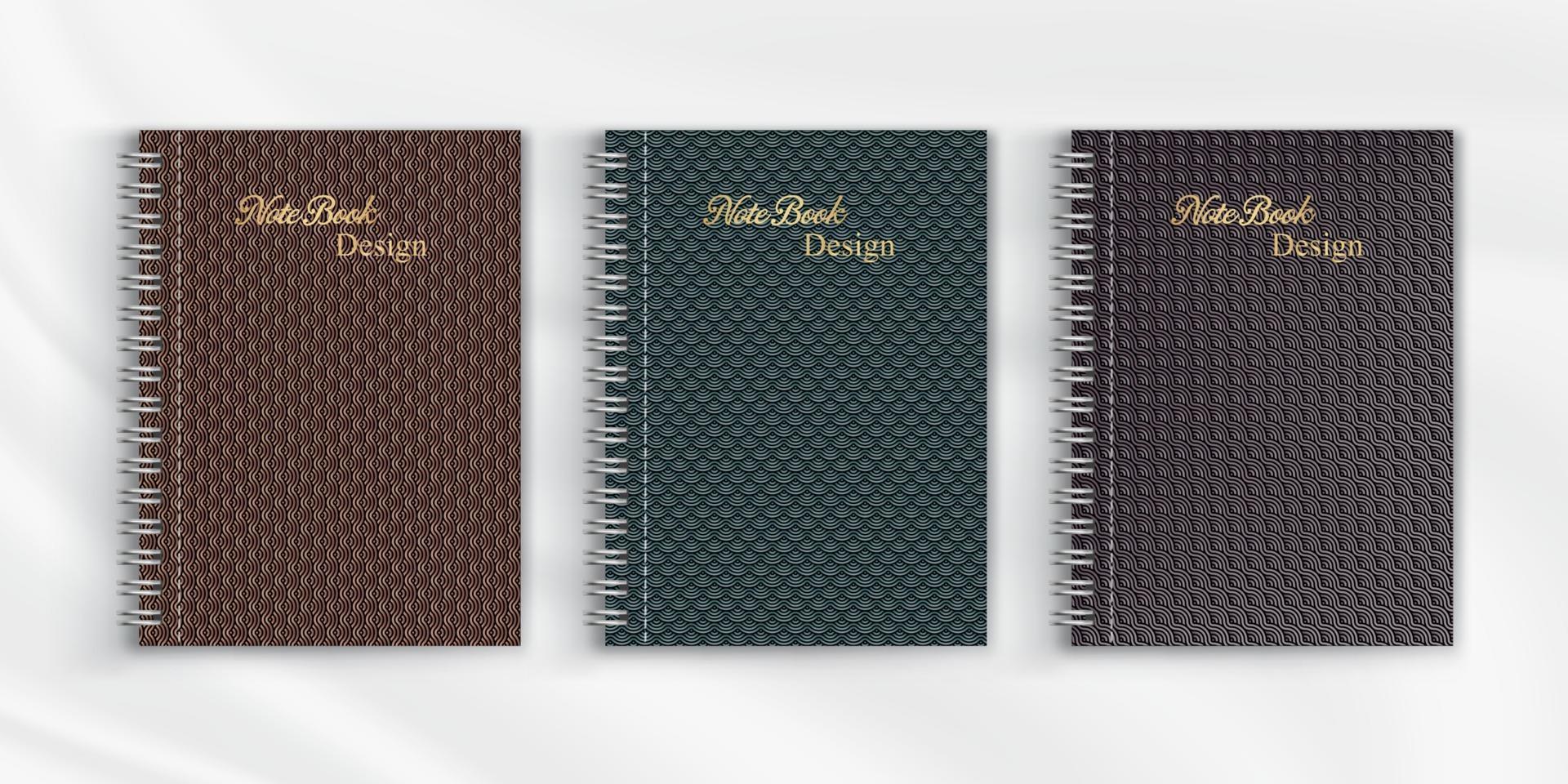 conjunto de diseño de fondo de portada de cuaderno de patrón geométrico vector
