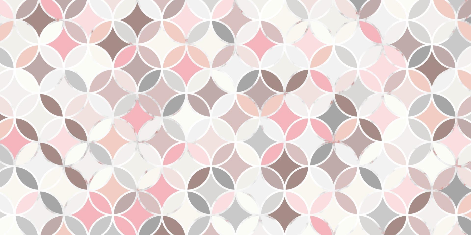 Abstract geometric seamless pattern circle overlapping pastel color with marble line elegant background vector