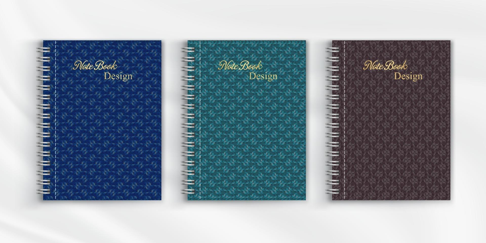 Set of geometric pattern notebook cover background design vector