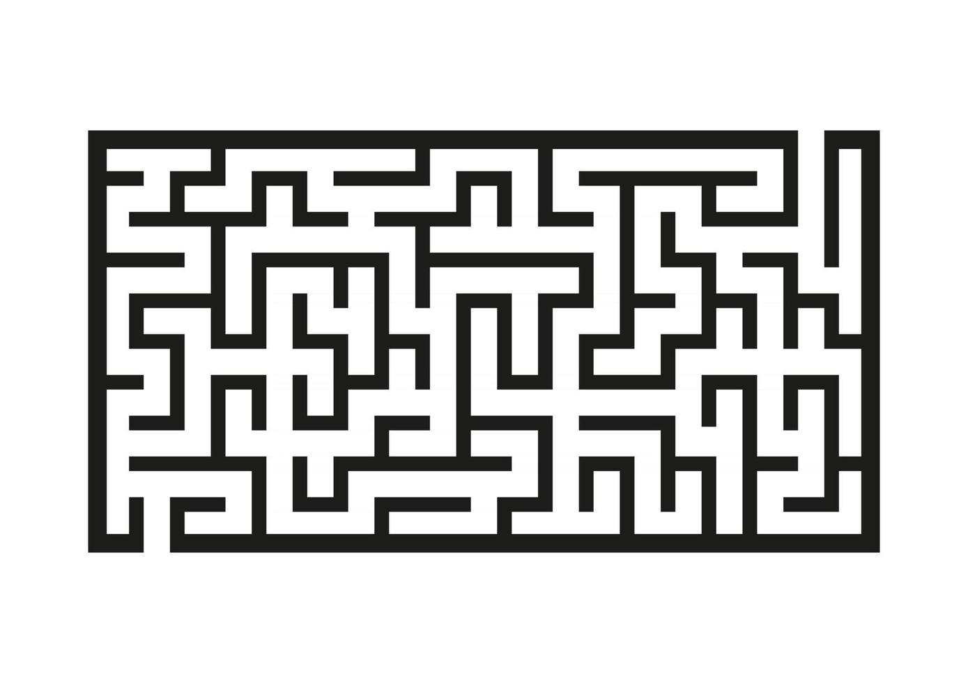 Black rectangular labyrinth. Game for kids. Puzzle for children. Maze conundrum. Flat vector illustration isolated on white background.