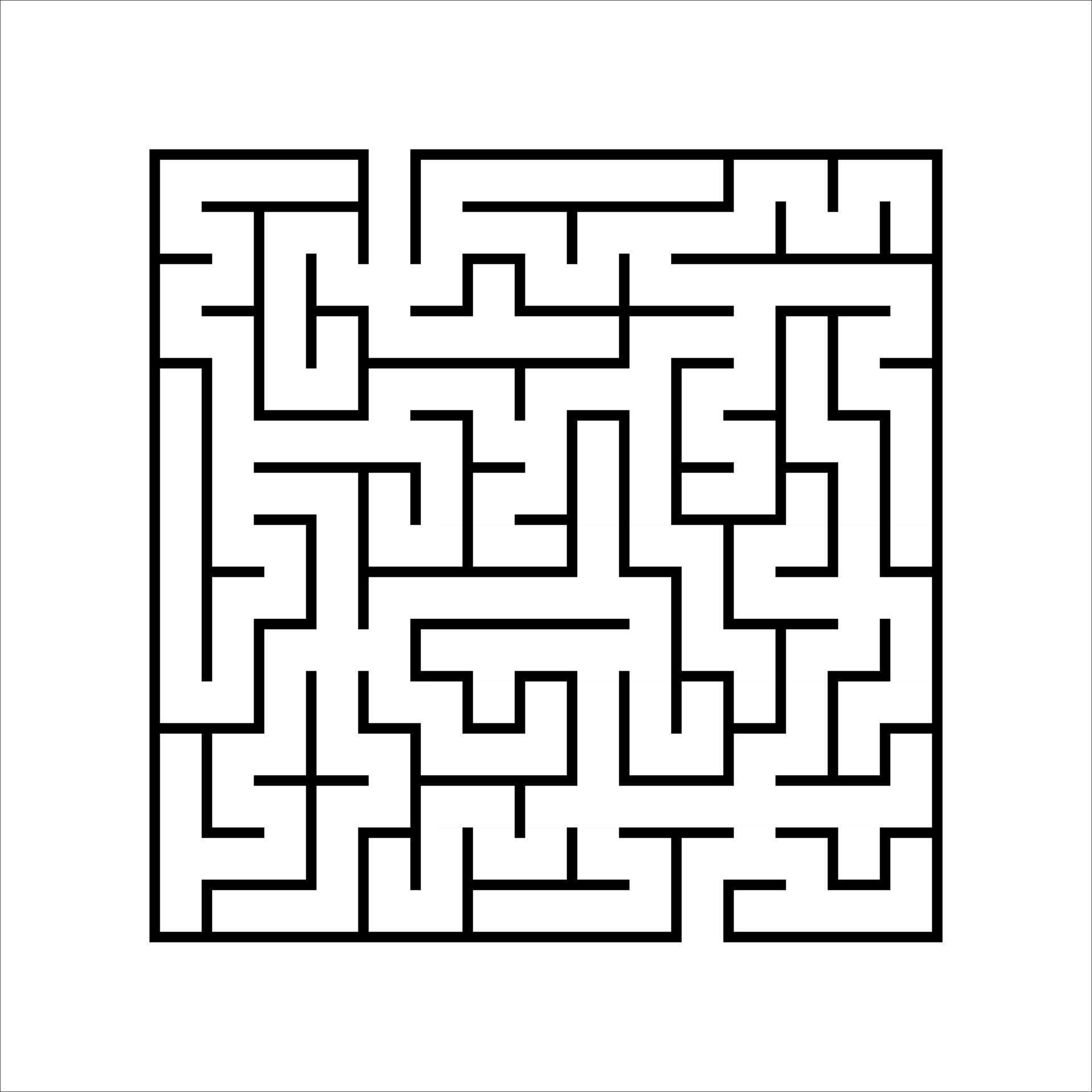 Abstract square maze. Game for kids. Puzzle for children. One entrances, one exit. Labyrinth