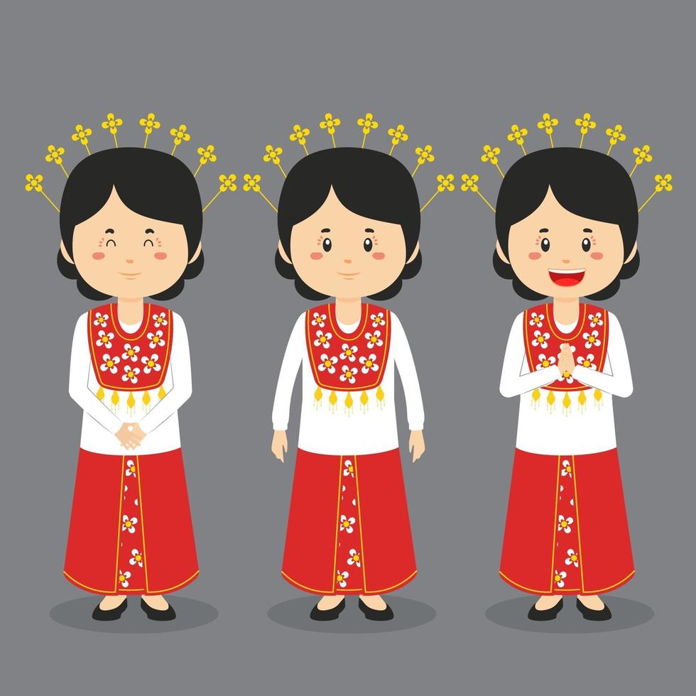 maluku indonesia personaje con varias expresiones vector