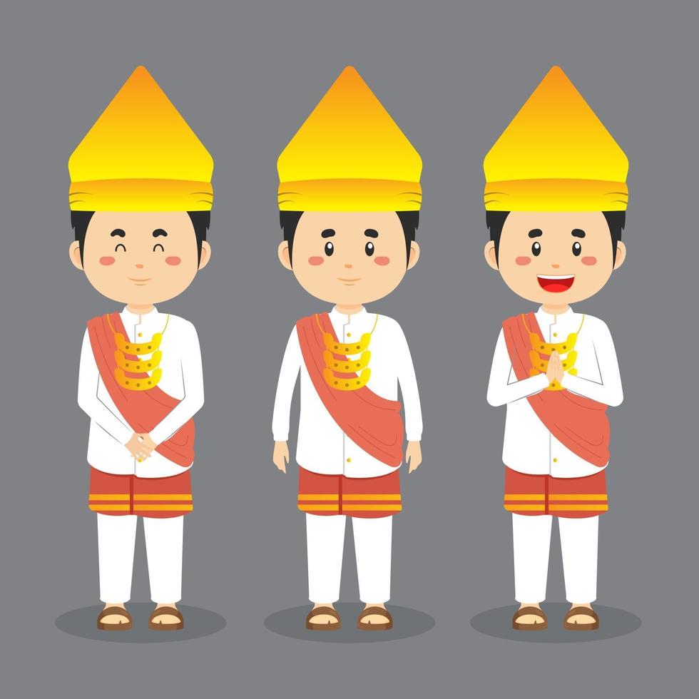 Lampung indonesia personaje con varias expresiones. vector