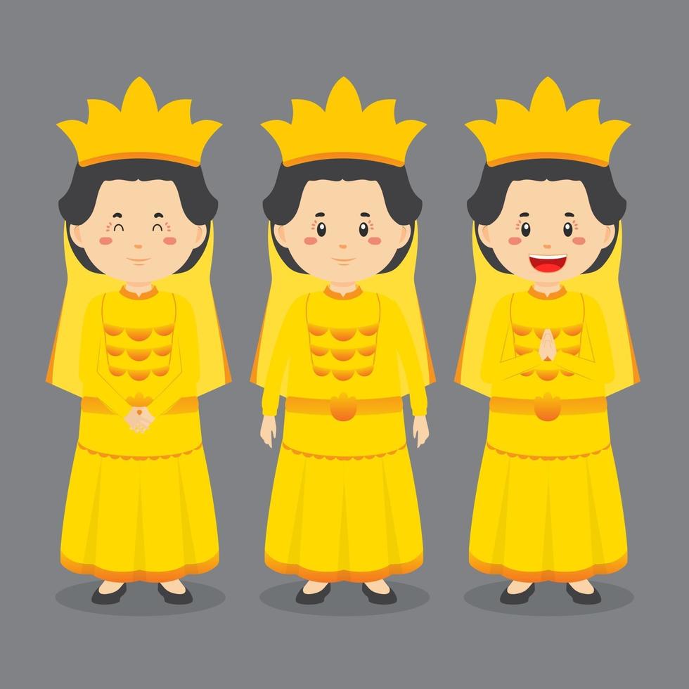 personaje central sulawesi con varias expresiones vector