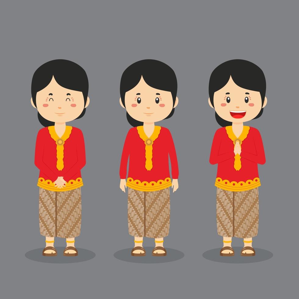 East Java Character with Various Expression vector