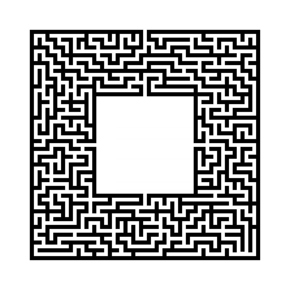 Black abstract square maze with a place for your image. An interesting and useful game for kids. A simple flat vector illustration isolated on a white background.