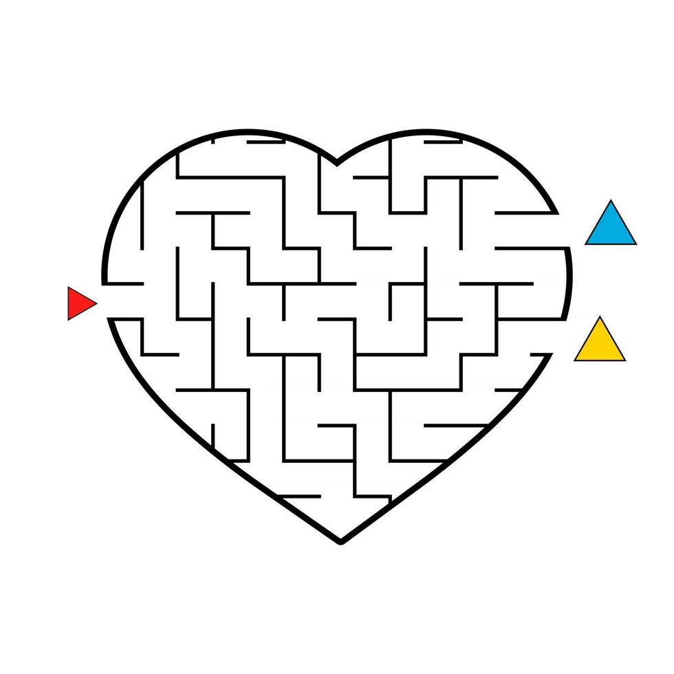 Labyrinth in the shape of a heart. Game for kids. Puzzle for children. Find the right way. Maze conundrum. Flat vector illustration isolated on white background.