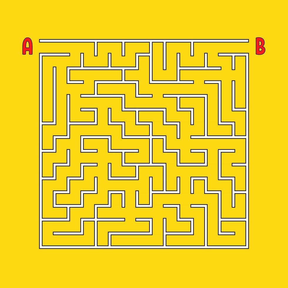 Abstract square maze. Game for kids. Puzzle for children. One entrances, one exit. Labyrinth conundrum. Simple flat vector illustration isolated on color background.