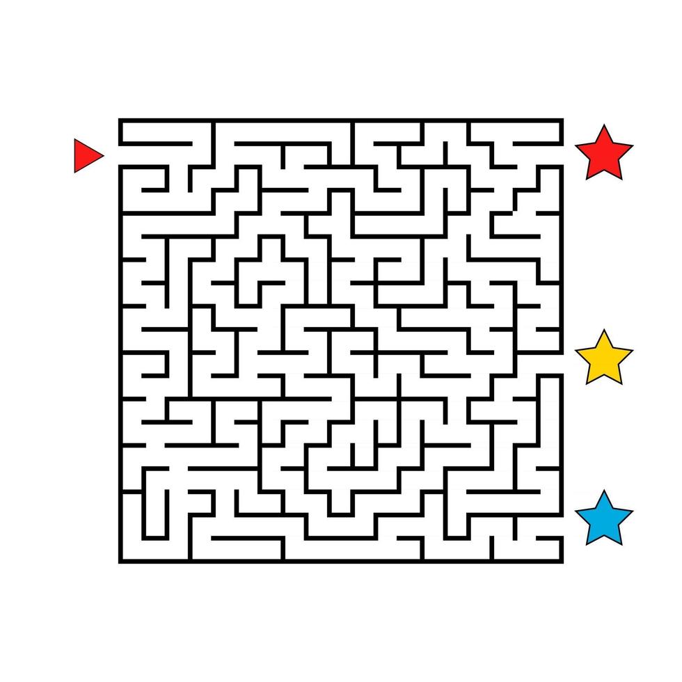 Abstract square maze. Game for kids. Puzzle for children. Find the right path. Labyrinth conundrum. Flat vector illustration isolated on white background.