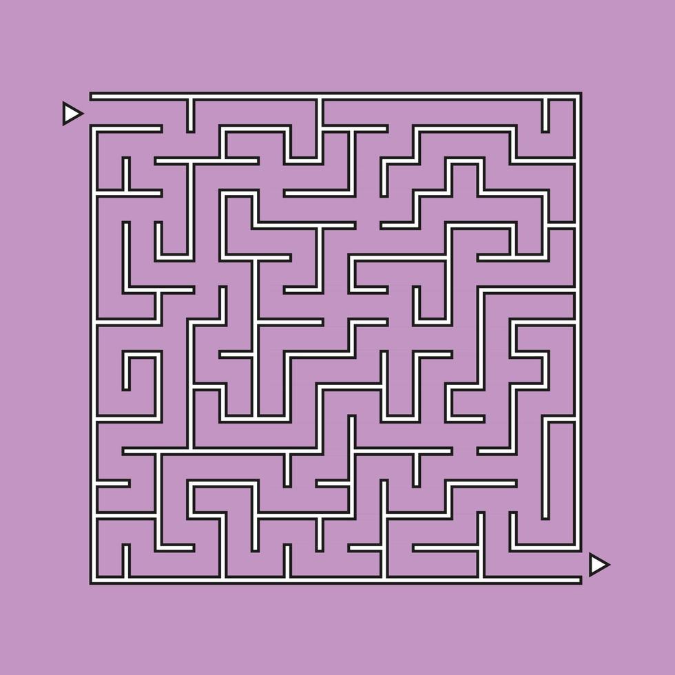 Abstract square maze. An interesting and useful game for kids. Children's puzzle with one entrance and one exit. Labyrinth conundrum. Simple flat vector illustration isolated on color background.